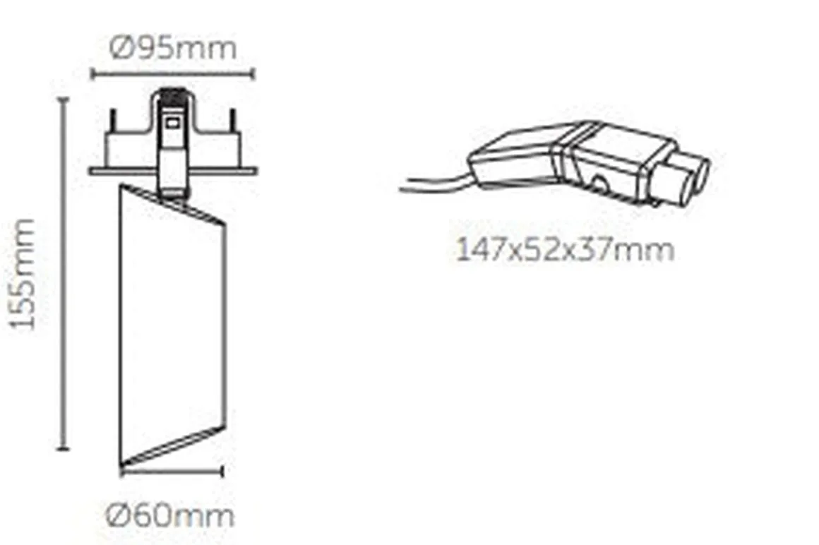 Q-Focus SR95 innfelt takspot 3000K 20 til 43° lysspredning 11W dimbar - Hvit