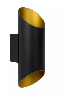 Quirijn vegglampe opp/ned innendørs - Svart/Matt gullfarget