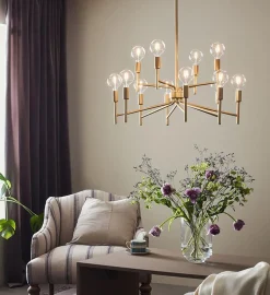 Regent takpendel 12 lys - Gullfarget - Gull