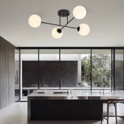 Roma taklampe 4-lys - Svart/Opal