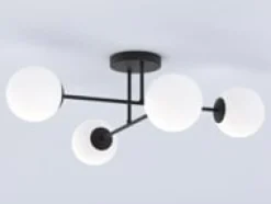 Roma taklampe 4-lys - Svart/Opal