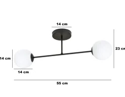 Roma taklampe 2-lys - Svart/Opal