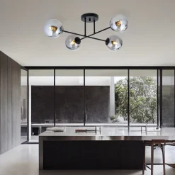 Roma taklampe 4-lys - Svart/Røykfarget