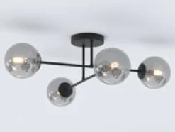 Roma taklampe 4-lys - Svart/Røykfarget