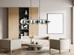 Rory takpendel 6-lys - Svart/Røykfarget