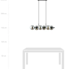 Rory takpendel 6-lys - Svart/Røykfarget