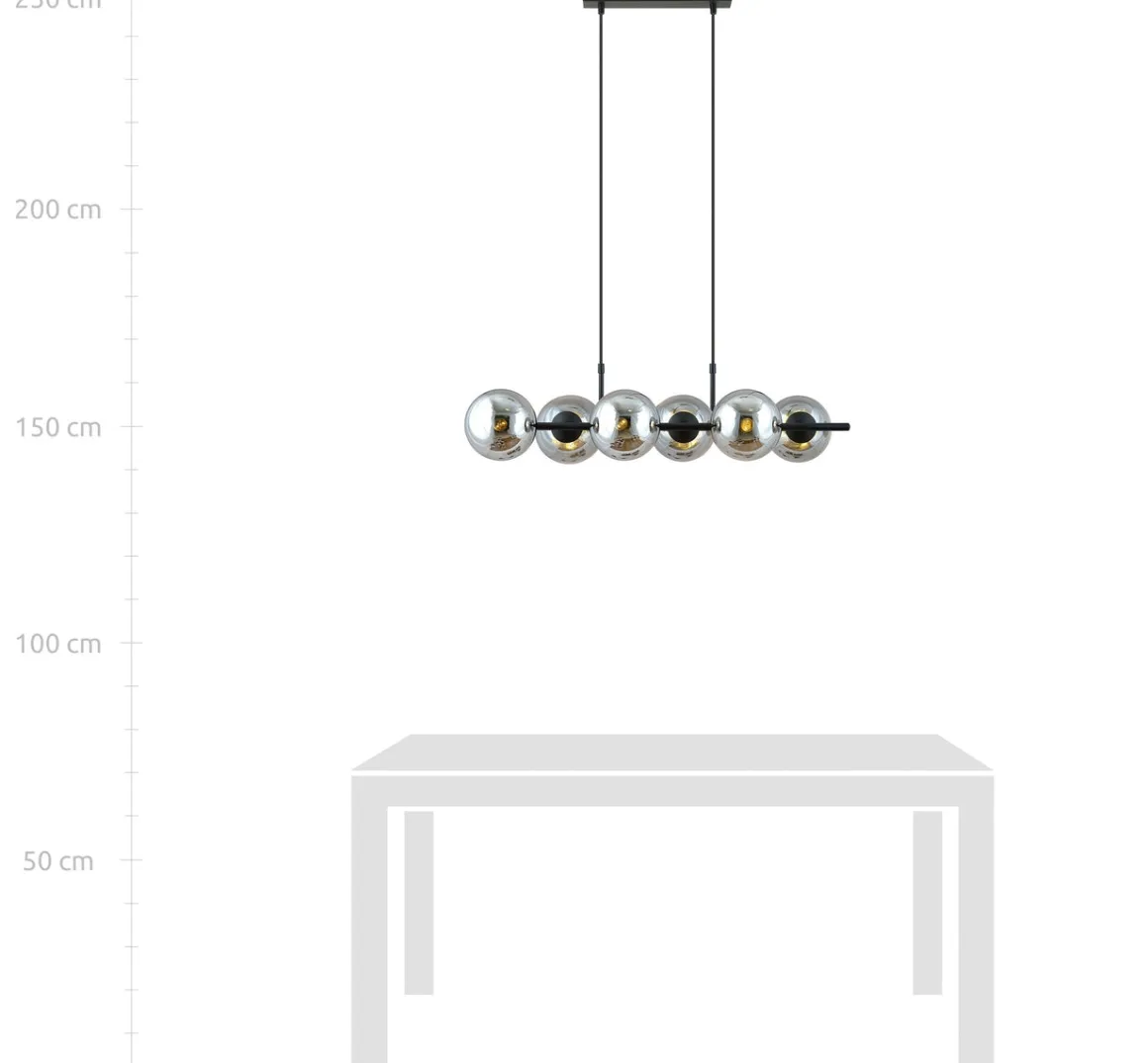 Rory takpendel 6-lys - Svart/Røykfarget