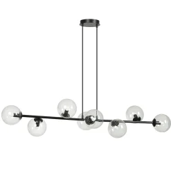 Rossi takpendel 8 lys - Svart/Klartglass