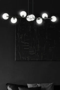 Rossi takpendel 8 lys - Svart/Klartglass