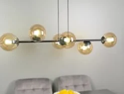 Rossi takpendel 6 lys - Svart/Klart glass