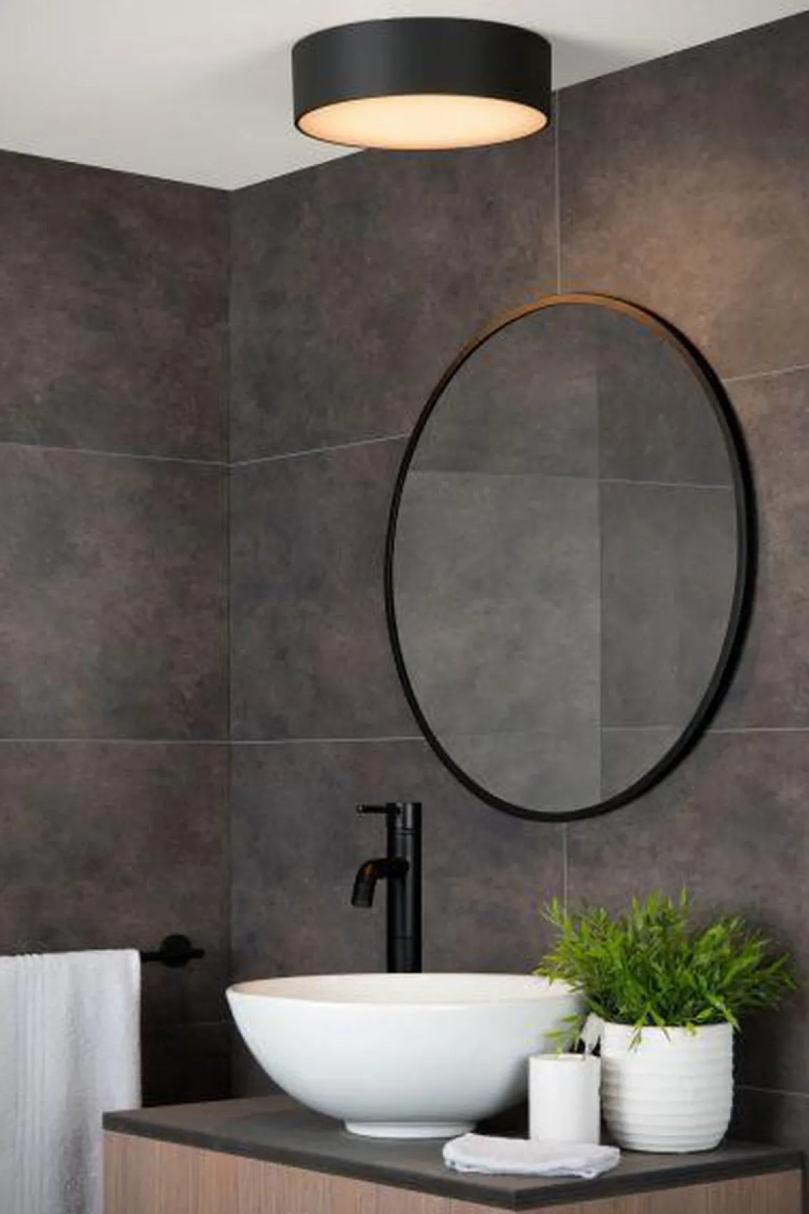 Roxane round taklampe 25 cm IP54 10 watt 2700 Kelvin - Antrasitt