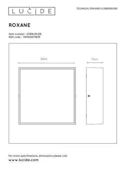 Roxane square taklampe IP54 10 watt 2700 Kelvin - Antrasitt