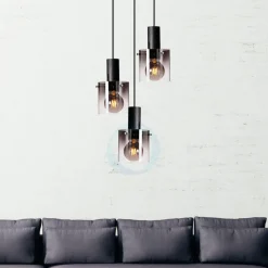 Roxy rondell 3 lys takpendel - Røykfarget glass