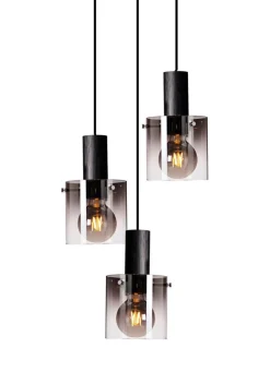 Roxy rondell 3 lys takpendel - Røykfarget glass