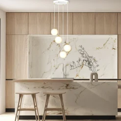 Royal takpendel 4-lys - Hvit/Opal/Gullfarget