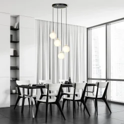 Royal takpendel 4-lys - Svart/Opal/Gullfarget