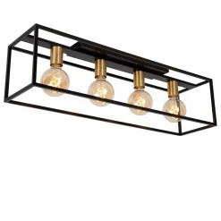 Ruben taklampe 90 cm 4-lys - Svart/Gullfarget