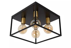 Ruben taklampe 36x36 cm 4-lys - Svart/Gullfarget