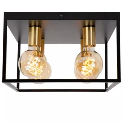 Ruben taklampe 36x36 cm 4-lys - Svart/Gullfarget