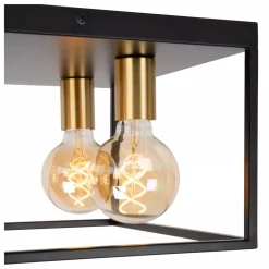 Ruben taklampe 36x36 cm 4-lys - Svart/Gullfarget