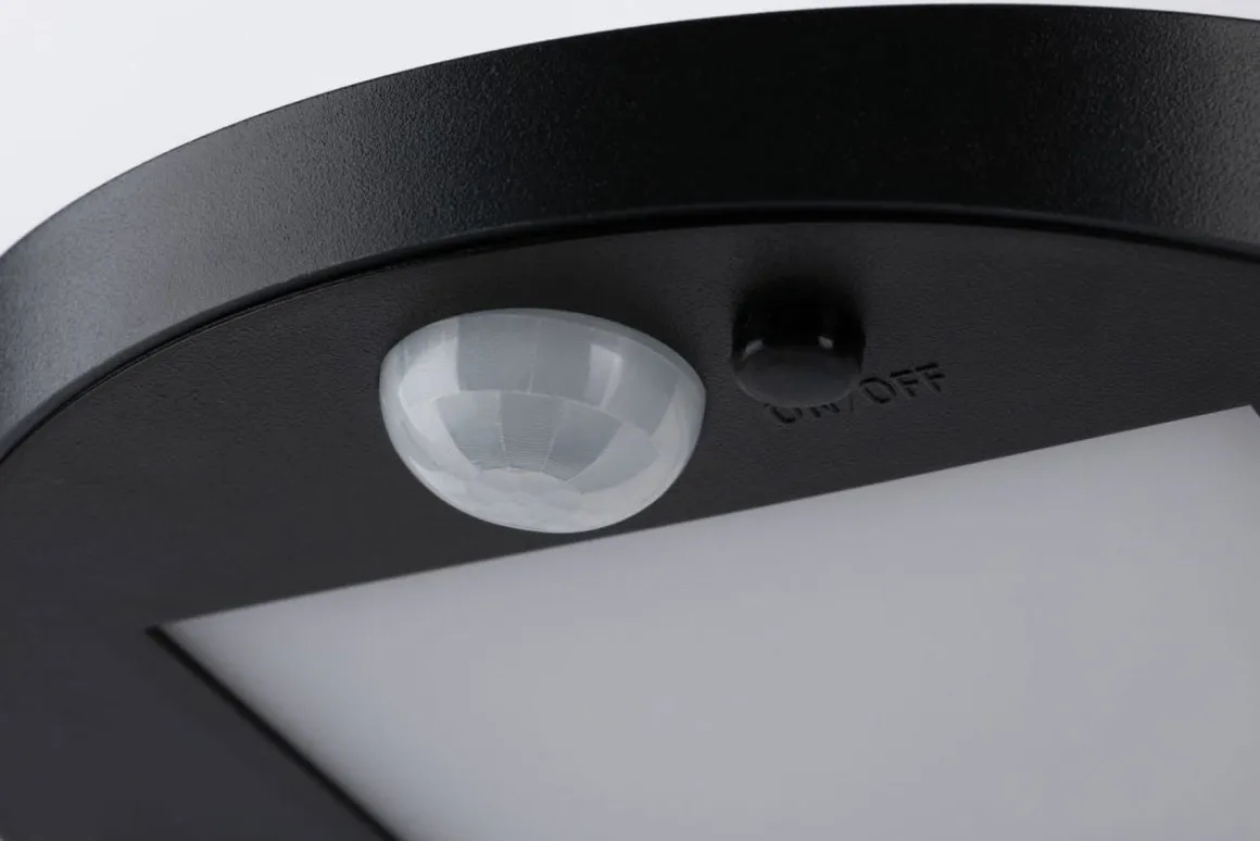 Ryse vegglampe utendørs 1,2W 3000 Kelvin m/bevegelses sensor - Solcelle