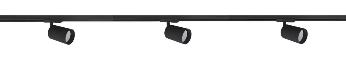 Secco spotskinne 3 spotter 1 meter - Svart