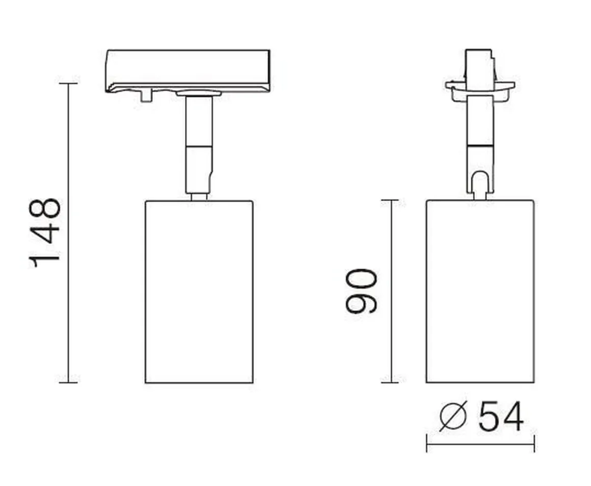 Secco spotskinne 3 spotter 1 meter - Svart