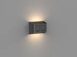 Søgne vegglampe utendørs opp/ned lys IP44 10W m/dobbel stikkontakt - Dimbar