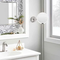 Simplehuman sminkespeil med lys, 20cm veggmontert kabel - Børstet stål