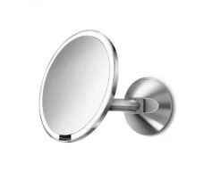 Simplehuman sminkespeil med lys, 20cm veggmontert kabel - Børstet stål