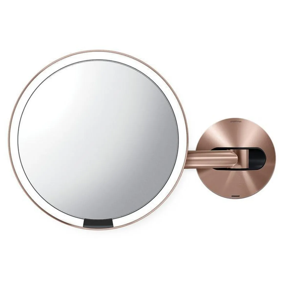 Simplehuman sminkespeil med lys, 20cm veggmontert kabel - Rosegull