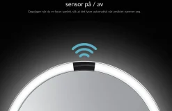 Simplehuman sminkespeil med lys, sensor og høyttaler