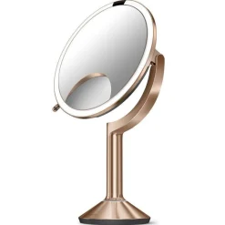 Simplehuman sminkespeil trio med lys, sensor og oppladbart - Rosegull