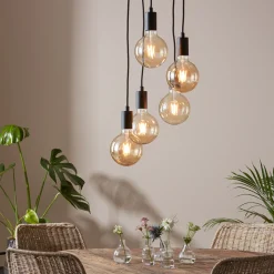 Sky pendel rund 5 lys - Svart - Svart