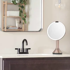 Sminkespeil med lys, sensor og oppladbart 20cm - Rosegull