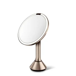 Sminkespeil med lys, sensor og oppladbart 20cm - Rosegull