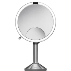 Sminkespeil trio med lys, sensor og oppladbart - Børstet stål