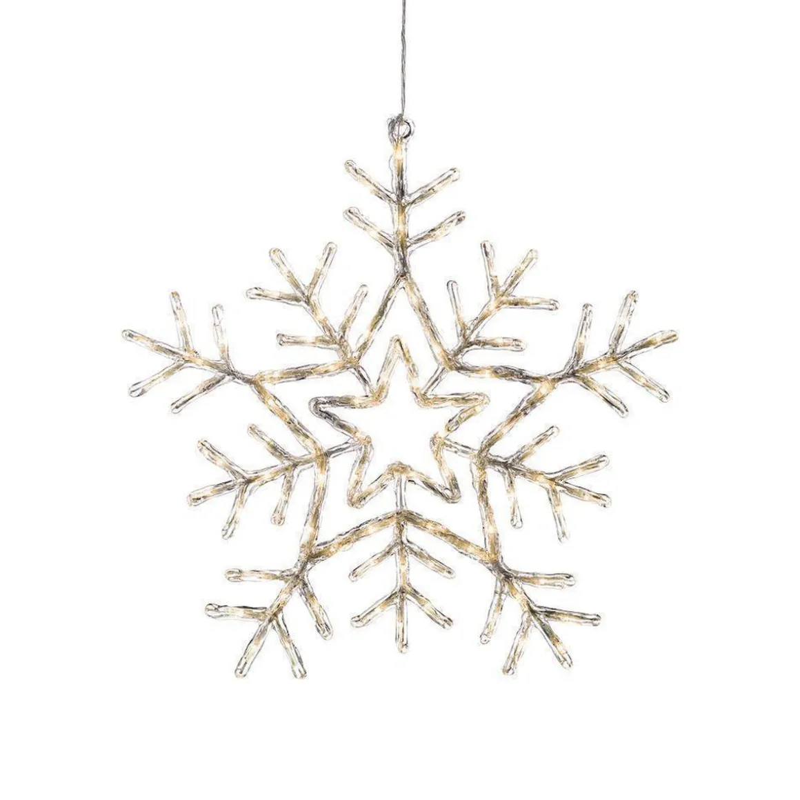 Snøfnugg med 90 varmhvite LED 58 cm IP44 utendørs