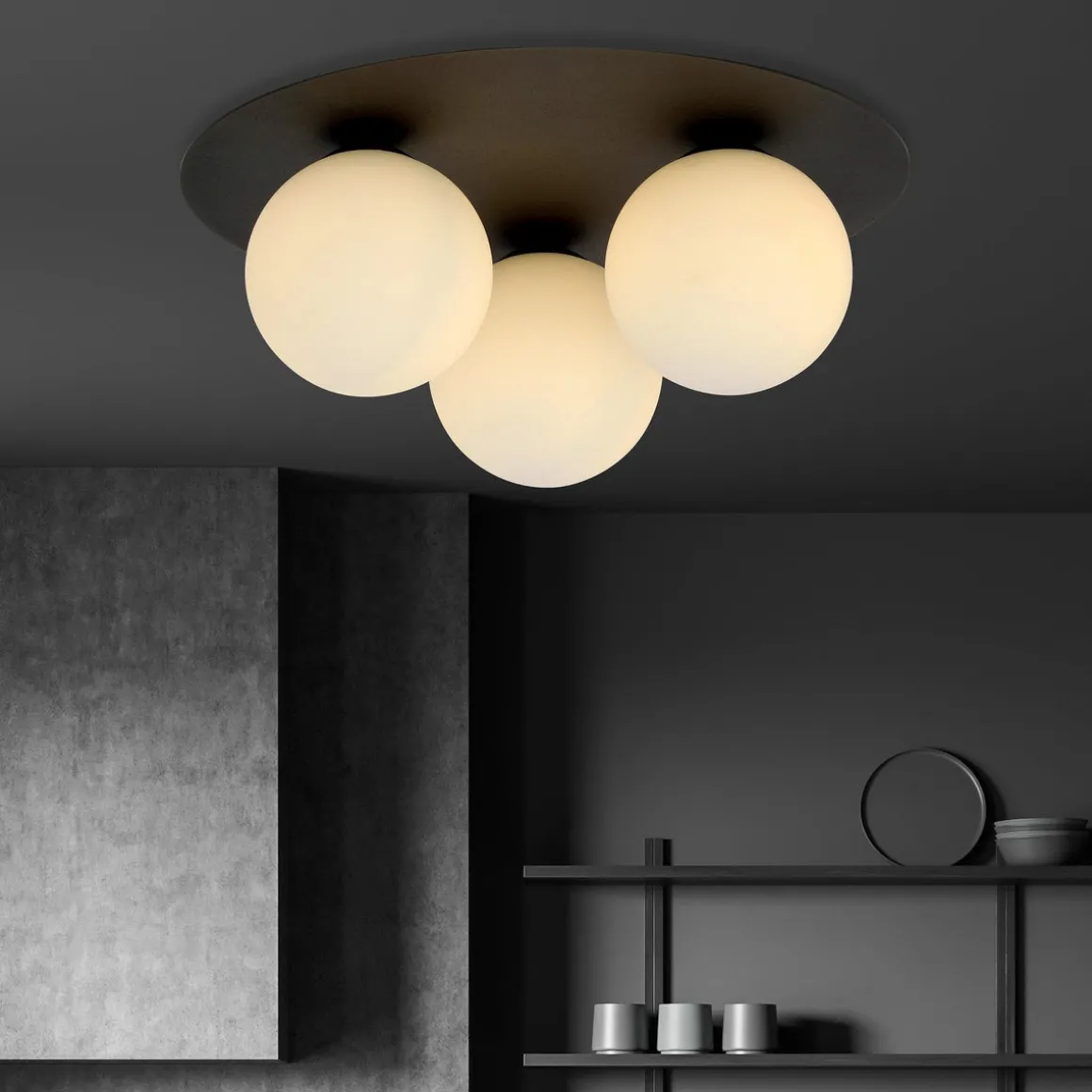 Solar taklampe 3 lys - Svart/Opal