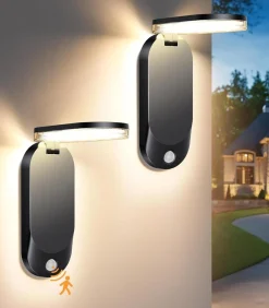 Solar vegglampe 5W 3000 Kelvin IP65 utendørs med solcelle og sensor