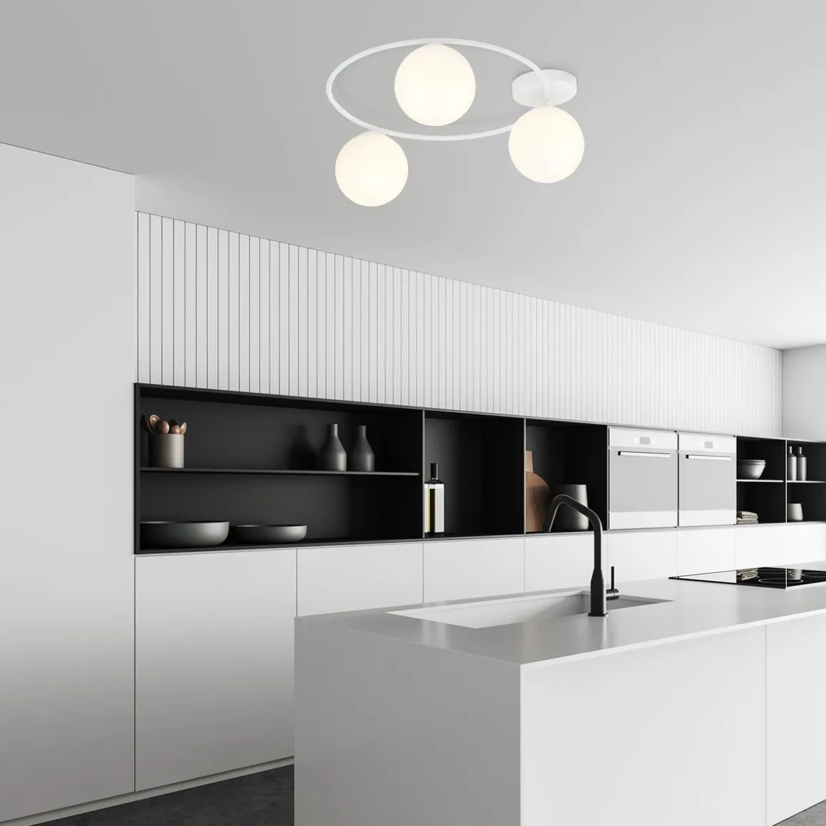 Sopra taklampe 3-lys - Hvit/Opal