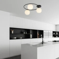 Sopra taklampe 3-lys - Svart/Opal