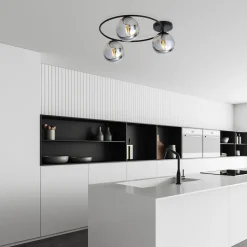 Sopra taklampe 3-lys - Svart/Røykfarget