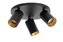 Spoton Circle takspot 3 lys GU10 - Svart/Gullfarget