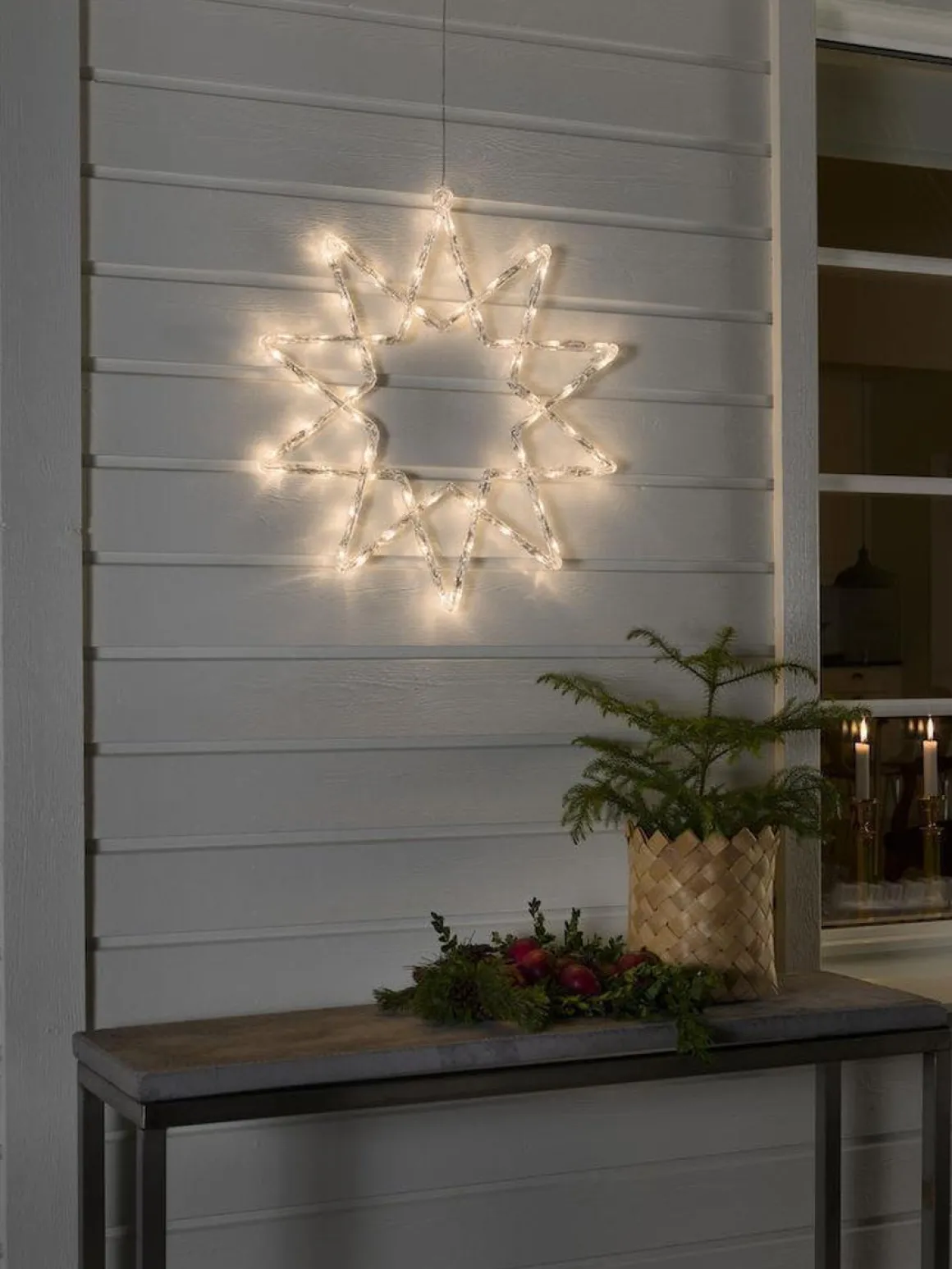 Stjerne med 60 varmhvite LED 58 cm IP44 utendørs