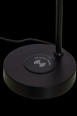 Tabela bordlampe med trådløs lader og USB - Svart