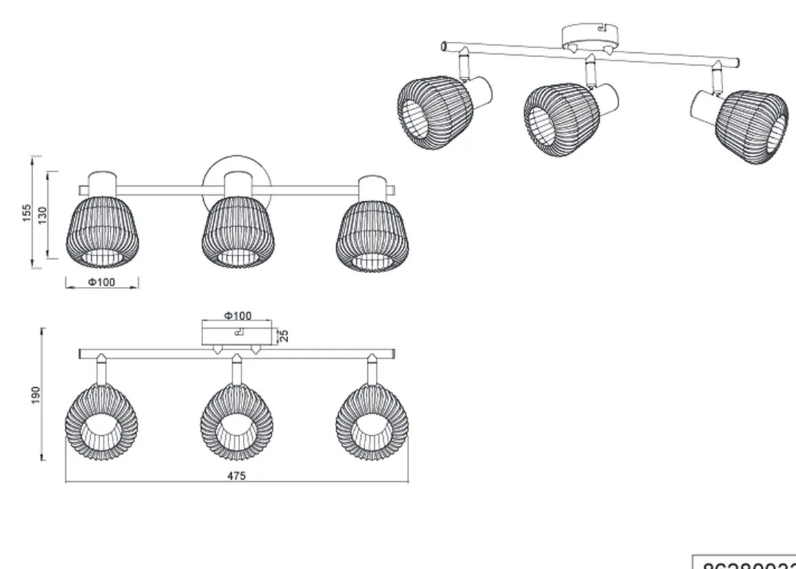 Tarifa taklampe 3-lys