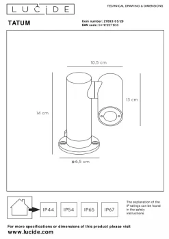 Tatum hagebelysning 13 cm 4,5W IP65 3000K - Antrasitt