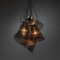 Tilleggsslynge 10 lys med svarte skjermer - Amber