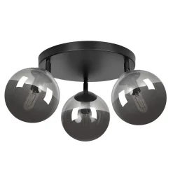 Tofi taklampe rund 3 lys - Svart/Røykfarget